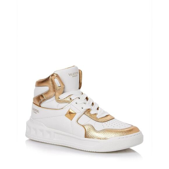 Valentino Garavani Shoes - Valentino Garavani Womens Mid-Top Gold Casual and Fashion Sneakers Shoes NWT